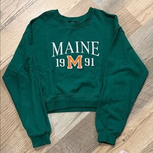 Forever 21 Green Crewneck Sweatshirt with Orange Accent